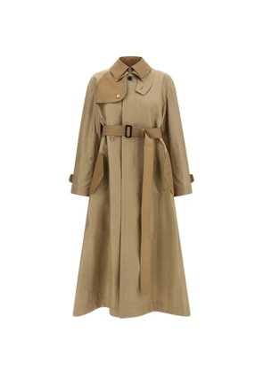 sacai double-layer collared trench coat - Neutrals