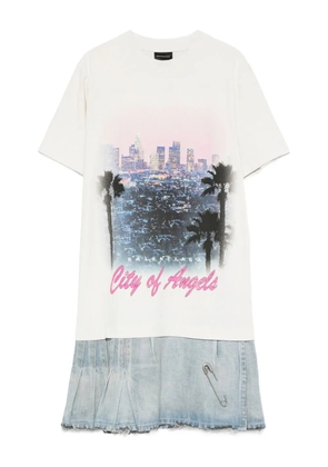 Balenciaga graphic-print layered mini dress - Neutrals