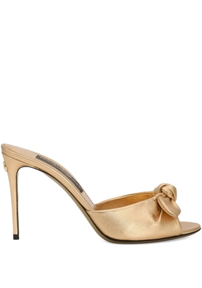Dolce & Gabbana 90mm knotted leather heeled sandals - Yellow