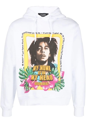 DSQUARED2 slogan-print cotton hoodie - White