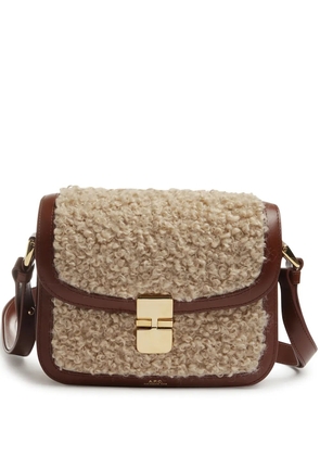 A.P.C. faux-fur detailing shoulder bag - Neutrals
