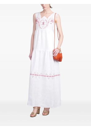 HOLY CAFTAN embroidery-detail maxi dress - White