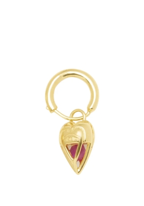 Capsule Eleven heart-pendant ruby hoop earrings - Gold