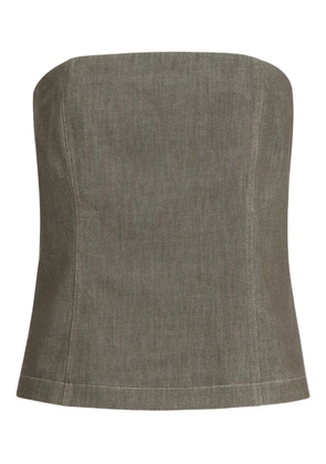 Brunello Cucinelli denim-effect bandeau top - Green