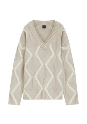 BOSS patterned V-neck sweater - Neutrals