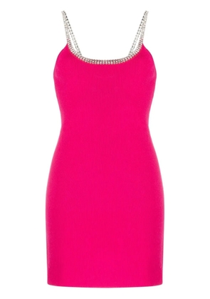 Rabanne rhinestone-trim mini dress - Pink