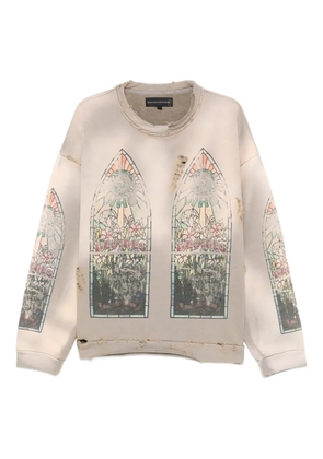 Who Decides War graphic distressed crew-neck - Neutrals