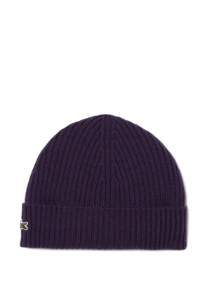 Lacoste ribbed logo-patch beanie - Purple