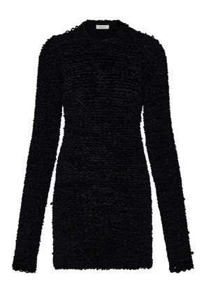 Ferragamo astrakhan-effect long-sleeve mini dress - Black