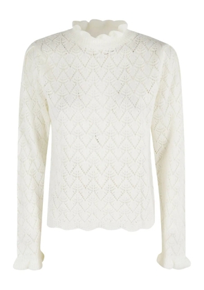 FARM Rio ruffled-collar top - Neutrals