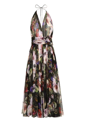 Dolce & Gabbana floral-print silk midi dress - Black