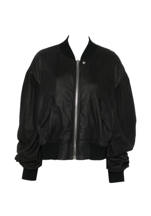 Rick Owens zip-up leather bomber jacket - Black