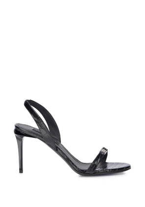 Philipp Plein croco-print hexagon-logo sandals - Black