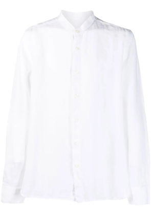 120% Lino band-collar linen shirt - White