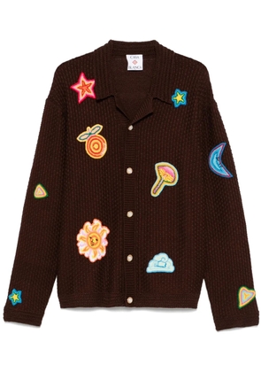 Casablanca motif crochet shirt - Brown