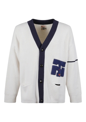 Champion appliqué wool-blend cardigan - White