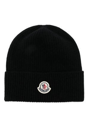 Moncler logo-patch beanie hat - Black