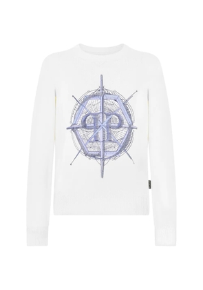 Philipp Plein crew-neck wind rose sweater - Neutrals