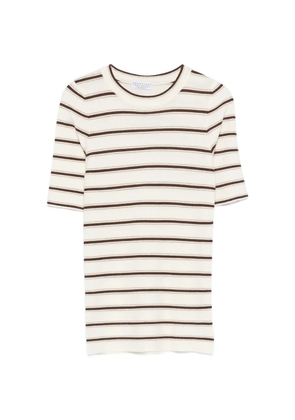 Brunello Cucinelli striped-pattern T-shirt - Neutrals
