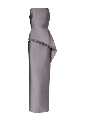 Roland Mouret square-neck crystal-trim gown - Grey