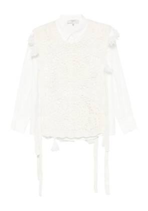 Sea tassel-detail crochet top - White