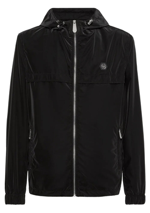 Philipp Plein camouflage-print hooded windbreaker - Black