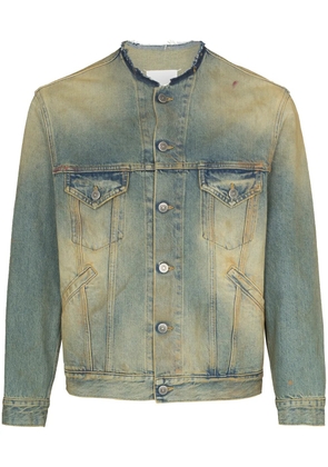 Maison Margiela raw-cut collar denim jacket - Neutrals