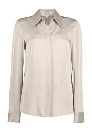 Michael Kors Collection satin long-sleeve shirt - Neutrals