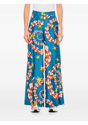 Alberto Biani graphic-print trousers - Blue