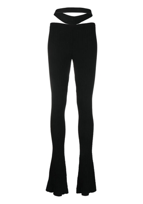 ANDREĀDAMO cut-out ribbed-knit trousers - Black