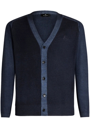 ETRO Pegaso-embroidered wool cardigan - Blue