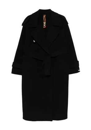 Glox belted long-sleeve coat - Black