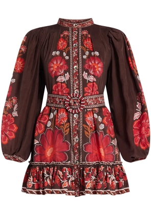 FARM Rio floral-print mini dress - Brown
