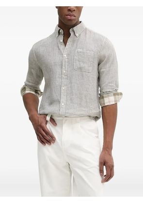 Barbour check-lined linen shirt - Green
