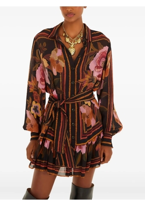 FARM Rio floral striped mini dress - Black