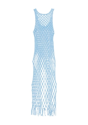 Christopher Esber open knit fringed dress - Blue