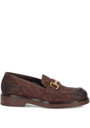 LA ROSE woven-leather loafers - Brown