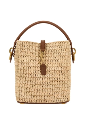 Saint Laurent Raffia mini Le 37 bucket bag - Neutrals