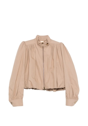 Chloé gathered zip-up jacket - Neutrals