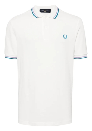 Fred Perry logo-embroidered cotton polo shirt - White