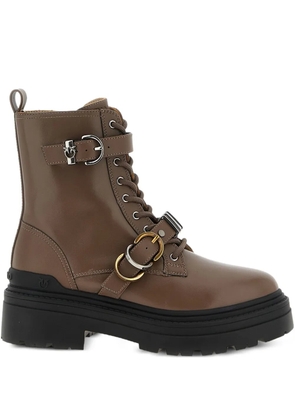 PINKO buckle-strap lace-up boots - Brown