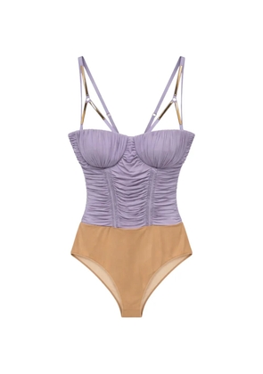 Elisabetta Franchi ruched strap bodysuit - Purple