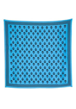 Alexander McQueen Biker Skull silk scarf - Blue