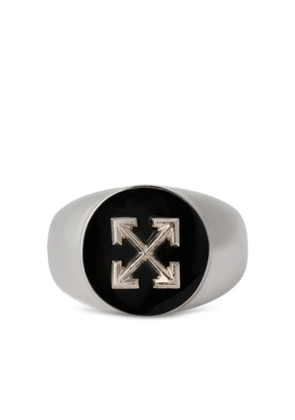 Off-White round Arrow signet ring - Silver