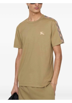 Burberry check-shoulder T-shirt - Neutrals