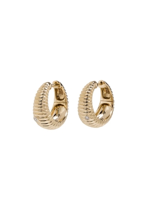 Yvonne Léon 9kt yellow gold ridged diamond hoop earrings