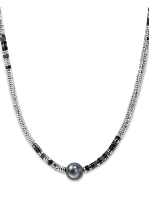 John Hardy sterling-silver Heishi onyx and pearl necklace