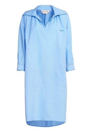 Marni logo-embroidered long-sleeve dress - Blue