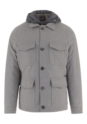 Moorer Monti button-front hooded jacket - Grey