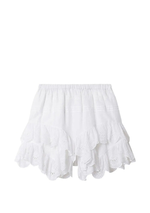 MARANT ÉTOILE floral-lace ruffled shorts - White